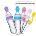Silicone Baby Food Dispensing Spoon & Feeder, Travel Baby Training Bottle with Spoon Soft Head Baby Feeding Tools - kids.