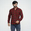 Premium Quality Red Color Full And Half Sleeves Casual Check Shirt For Men.