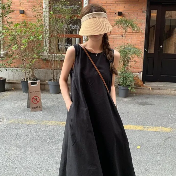 Japan%20South%20Korea%20Open%20Back%20Holiday%20Strap%20Sleeveless%20Tank%20Top%20for%20Women's%20Summer%20Design,%20Small%20and%20Loose,%20White%20Beach%20Long%20Dress%20-%20Image%202