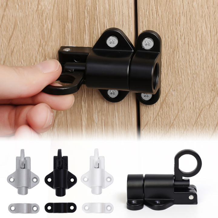 Spring Loaded Window Door Bolt Gate Security Pull Ring Spring Bounce Door Bolt Automatic Latch Bolt Gate Lock Hook Self-Closing 1Set