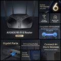 Mercusys MR80X V2.2 AX3000 Dual-Band Wi-Fi 6 Gigabit Router WiFi Speed up to 2402Mbps/5GHz + 574Mbps/2.4GHz, Gigabit 3 LAN Ports, 1 WAN Port Ideal for Gaming.