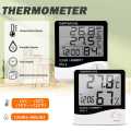 HTC-2 Thermometer Hygrometer Weather Station Wireless Temperature Humidity Tester Indoor Outdoor Probe Clock Alarm Tool.