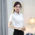 White Shirt Women's Professional Slim Fit Black and White Striped Overalls Formal WearolLarge Size White Shirt Summer. 