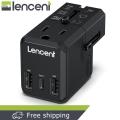 LENCENT All-in-One Charger Universal Travel Adapter with 1 Outlet 3X USB International Power Converter for 220+ Countries Pakistan,UK, USA, Australia, Europe USA Plug Adapter, 2300W Cruise Ship Approved. 