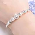 Kid Baby New Korean Fashion Silver Color Lucky Beads Bangles for Women Bracelets Luxury Designer Party Wedding Jewelry Gifts.