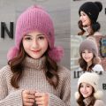 Student Women Knit Hat Winter Warm Hairball Caps Plush Hats Beanies Wool Hat. 