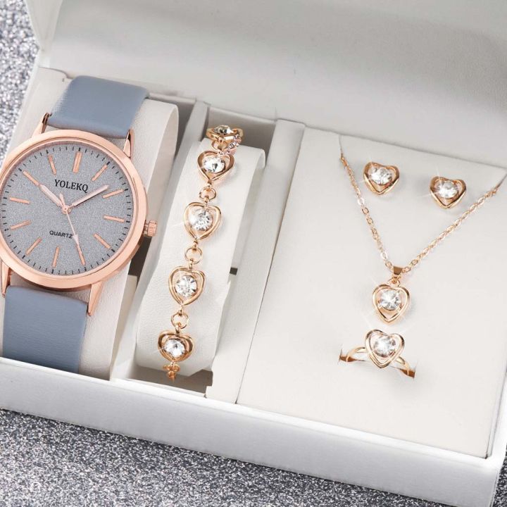 %E3%80%90Limited%20Quantity%E3%80%91%20Stylish%206pcs%20Women's%20Quartz%20Watch%20Set%20for%20Ladies%20Leather%20Strap%20Attractive%20Water%20Resistant%20Watches%20Latest%20New%20Design%20Personality%20Wristwatch%20for%20Girls%20-%20Image%202