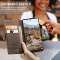 lthmy for Samsung Galaxy S24 Ultra Retro PU Leather Wallet Case Card Slots Magnetic Closure Flip Stand Case Cover. 