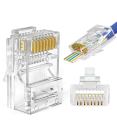100 pcs Staggered EZ RJ45 Cat6 / Cat5e Pass Through Connector - 8P8C Gold Plated Passthrough.