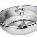 Shabu Shabu Hot Pot with Handles Clear Lids Tabletop Two Meal Pot Mandarin Duck Pot for Travel 36cm.