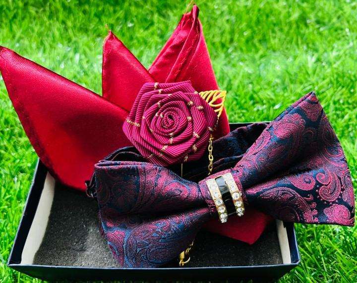 Crystal%20Wedding%20Bow%20Tie%20With%20Lapel%20Pin%20&%20Pocket%20Squre%20-%20Image%204