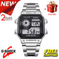 (Ready Stock) G .Shock  Men Sport Digital Classic Square Watch Shockproof and Waterproof Stainless Steel Band Sports Business Wrist Watches with 2 Year International Warranty AE-1200WHD-1A. 