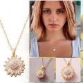 Super Shining Rotating Sunflower Necklace New Design Crystal Flower Luxury Jewelry. 