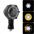 4Pcs Motorcycle Turn Signal Modified LED Two-Color Circular Streamer Turn Signal Indicator with Daytime Running Lights. 