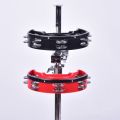 Double Ring Moon Tambourine Tambourine Jazz Drum Rhythm Tamborine Percussion Instrument Accessories-Red. 