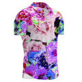 Plus Size Foreign Trade Cross Border Men's Shirt Full Color Print Contrast Color Trend Purple Leisure Travel Resort Shirt Wholesale.