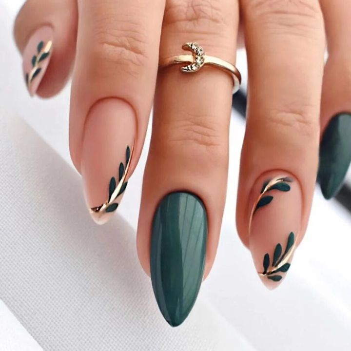 24pcs false nails with almond head French artificial nails with glue Long Paragraph Manicure full cover Stiletto press on nails