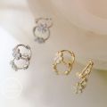 14k Flower Hoop Earings for Women Hikaw Silver Earrings Gold Non Tarnish Hypoallergenic earings for kids. 