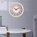 Large Retro Wall Clock Silent Non-Ticking Battery Operated Vintage Hollow Arabic Numerals.