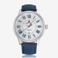 NAVIFORCE NF9126 - Blue Leather Analog Watch for Men - Blue & Silver. 