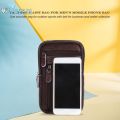 ♡NAREBIG♡ Leather Men Shoulder Bag Business Casual Phone Pouch Solid Color Small Zipper Male Travel Sports. 