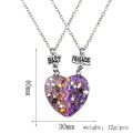 2pcs/set Best Friends Girls Friendship Pendant Necklace BFF Heart-shaped Couples Chain Gifts For Women. 