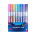 8 Color Pen Highlighter Double Line Outline Art Pen Marker Pens Diary Poster Card DIY Painting Writing. 