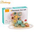 Kids Wooden Afternoon Tea Set Toy Pretend Play Food Learning Role Play Game Toys For Girls Boys Gifts.