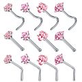 4PCS Surgical Steel Heart Nose Ring Stud Pack Real Star L Shape Nose Piercing Stud Set Square Nose Rings Set Piercing Nariz Lote.