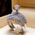 Luxury 2pcs/set Gemstone Diamond Ring Set Top Quality Party Wedding Rings For Women Accept Custom Silver Sterling 925 ZRR955.
