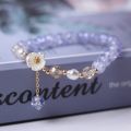 Fashion Flower Imitation Pearl Crystal Beads Bracelet For Women Elastic Adjustable Charm Bracelet Friendship Jewelry Accessories. 