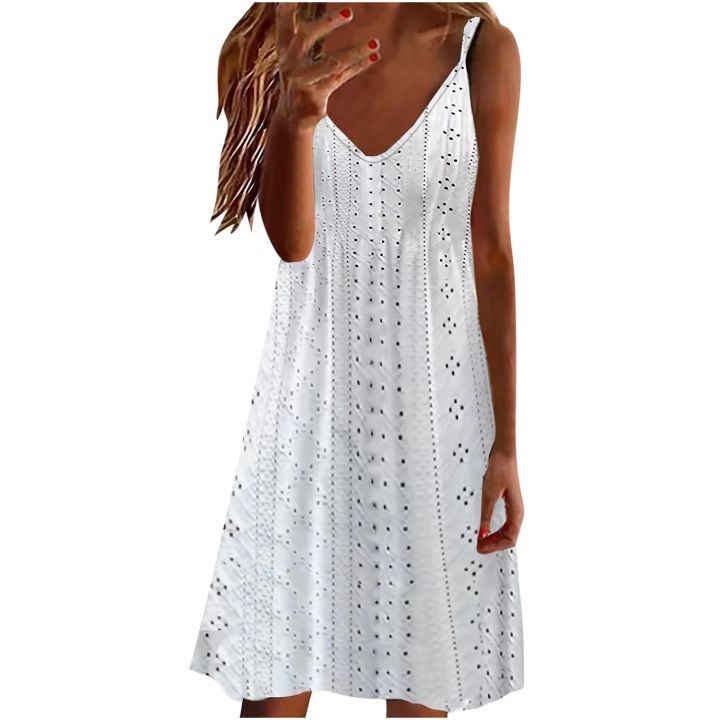 Collar%20spaghetti%20sleeveless%20summer%20white%20ladies%20dress%20eyelet%20lace%20V%20strap%20beach%20midi%20dress%20casual%20loose%20flowing%20suspenders%202024%20-%20Image%202