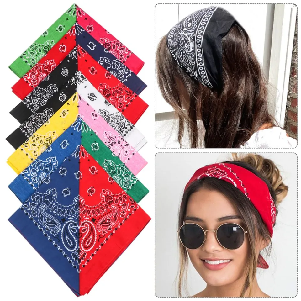 Men Women Hip-Hop Floral Neck Tie Bandana Wristband Square Scarf