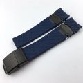 Natural Silicone Rubber Watchband for Ulysse Nardin 263 DIVER Curved End Black Blue 22mm Waterproof Watch Strap Bracelets Tools.