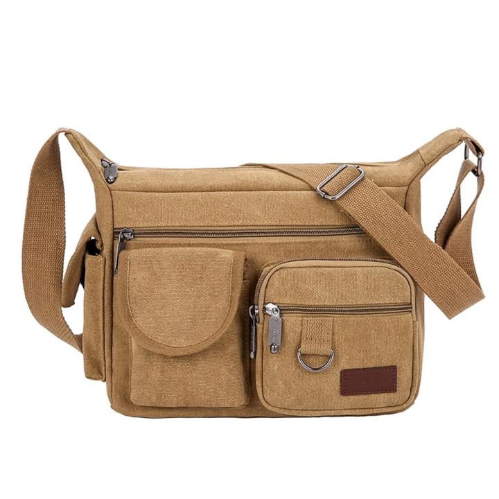 Men Small Shoulder Bag Canvas Crossbody Bag Casual Sports Zipper Canvas Bag