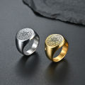 European American Vintage Trend Mystic Star Rune Ring Gold Plated Stainless Steel Seven-pointed Star Ring for Men.