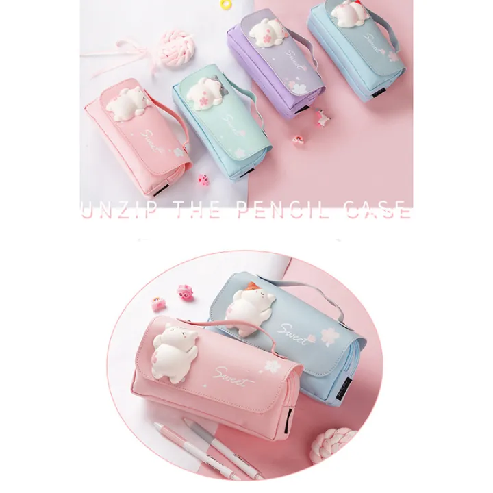 (New)%20cute%20cat%20depreion%20double-layer%20pencil%20bag%20portable%20girl%20kawaii%20tationery%20-%20Image%203