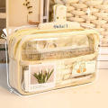 Zipper Pencil Pouch Transparent Pen Holder Transparent Pencil Case Multilayers Pencil Bag Aesthetic School Supplies. 