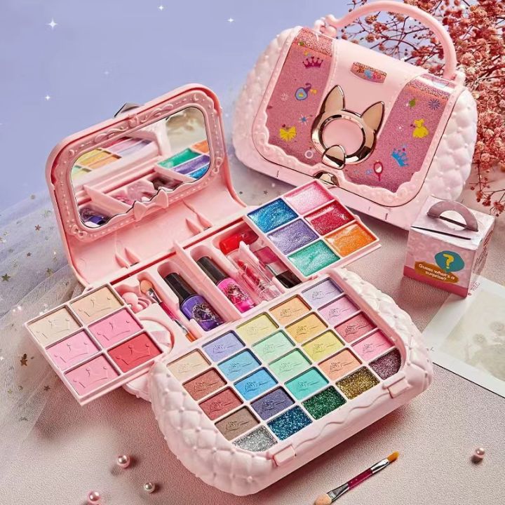 Kids Makeup Kit For Girl, Real Washable Non-Toxic Girls Makeup Kit, For Kids With Cute Princess Cosmetic , Portable and Backablecosplay