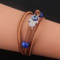 The Last of Us Part 2 Bracelet Ellie Dina Hamsa Evil Eye Blue Beads Leather Bracelets Bangles for Women Jewelry Gift. 