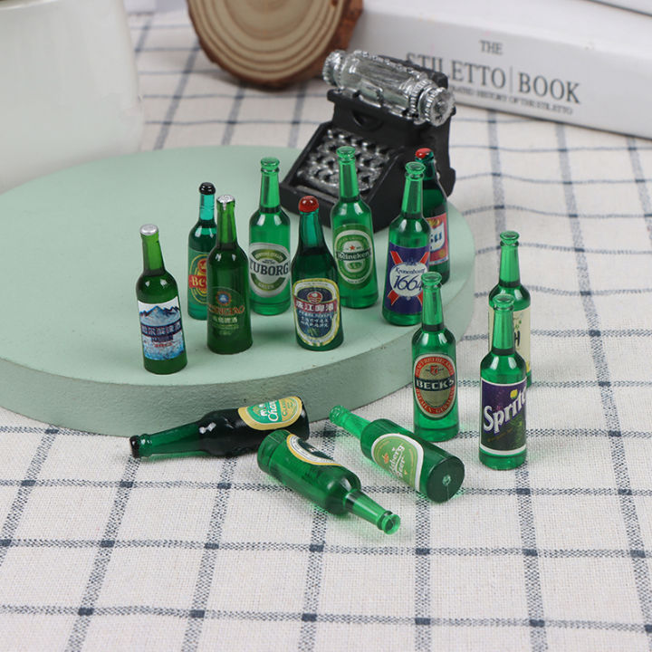 10Pcs 1/12 Dollhouse Miniature Simulation Green Bottles Dolls House Accessories Eatop
