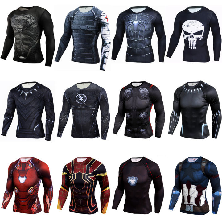 men's t-shirt long sleeve men's high stretch tights milk silk 3d digital printed t-shirt