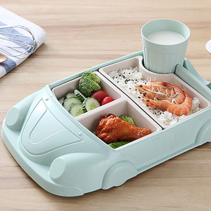 Cartoon%20Car%20Baby%20Dishes%20Set%20Bamboo%20Fiber%20Plate+Cup%20Sub-Grid%20Bowl,B%20-%20Image%203