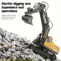 11-Channel 2.4G RC Excavator Toy - Realistic Alloy & Plastic Engineering Vehicle - Durable Electronic Gift for 6-10 Year Olds - Interactive Playtime.