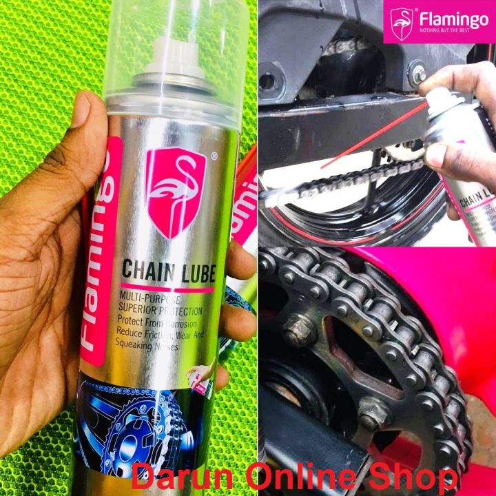 Premium Quality Flamingo Chain Lube for Motorcycle, Bike 220ml (F108) Chain  lubricant oil and chain Cleaner spray, motorcycle chain lube