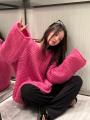 Gentle Retro Pink Thick Needle Soft Glutinous Sweater Women's Autumn and Winter Clothing Loose and Lazy Style High-Grade Pullover Top.