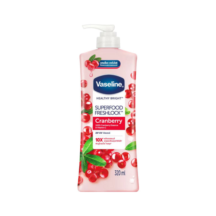 320 ml Vaseline Superfood Freshlook Cranberry lotion International Thailand product used for male female