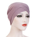 New Cross Head Wrap Chemo Bandana Muslim Cap Women Solid Color Bohemian Stretchy Turban Hat Multifunctional Scarf Hijab Caps. 