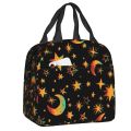 【NEW】 Custom Celestial Moon And Stars Lunch Bag Women Cooler Thermal Insulated Lunch Boxes For Student School. 