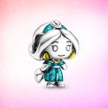 Disney Princess Aladdin Magic Carpet Dangle Charm Jasmine Dress Pendant for Moment Snake Bracelet Jewellery Silver Plated Bead. 